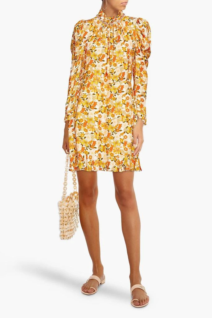 Sandro Ruched floral-jacquard mini dress 2