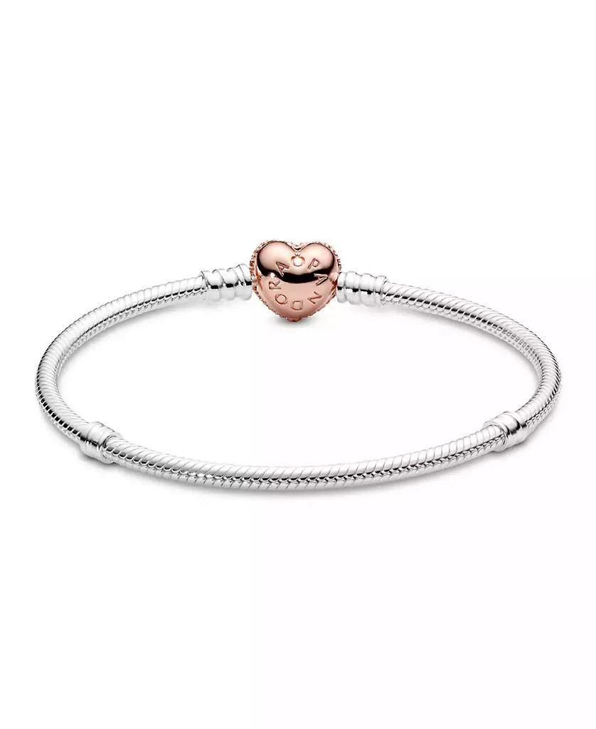 PANDORA Moments Cubic Zirconia Pave Heart Clasp Snake Chain Bracelet 2