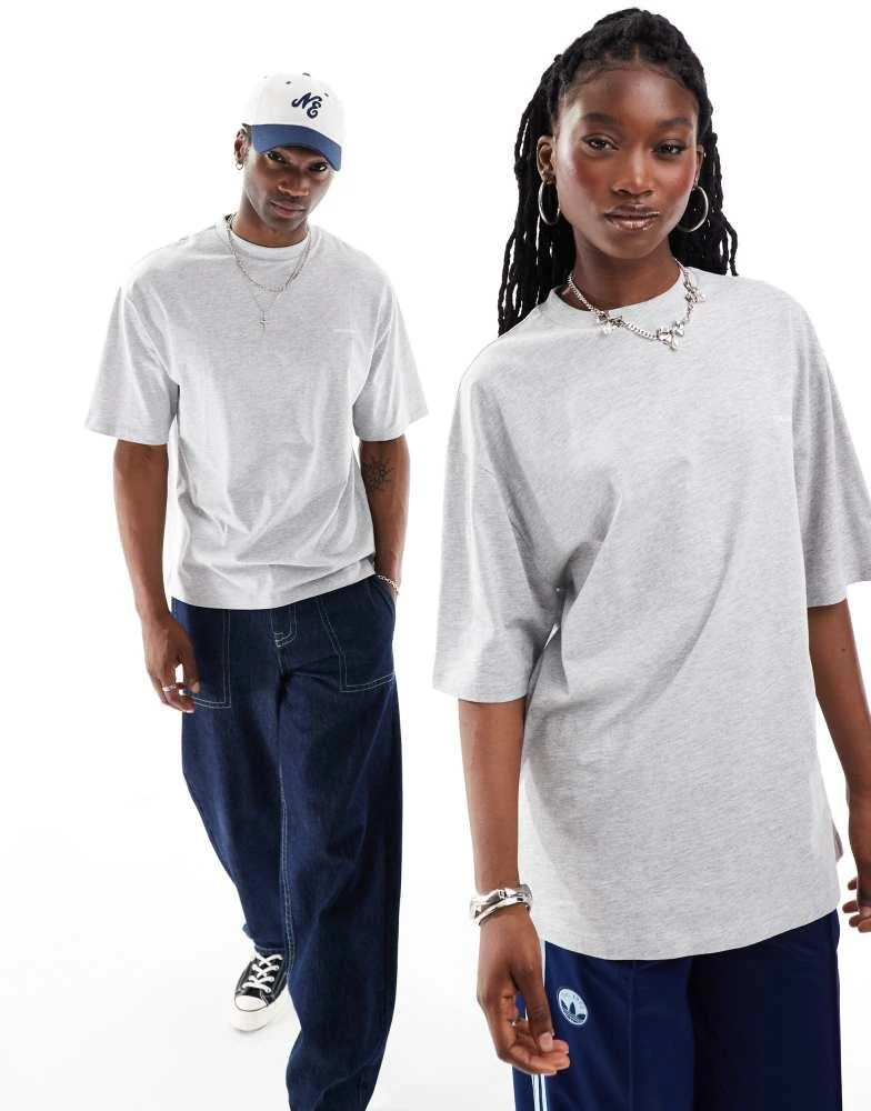 COLLUSION COLLUSION Unisex t-shirt with logo in grey marl 1