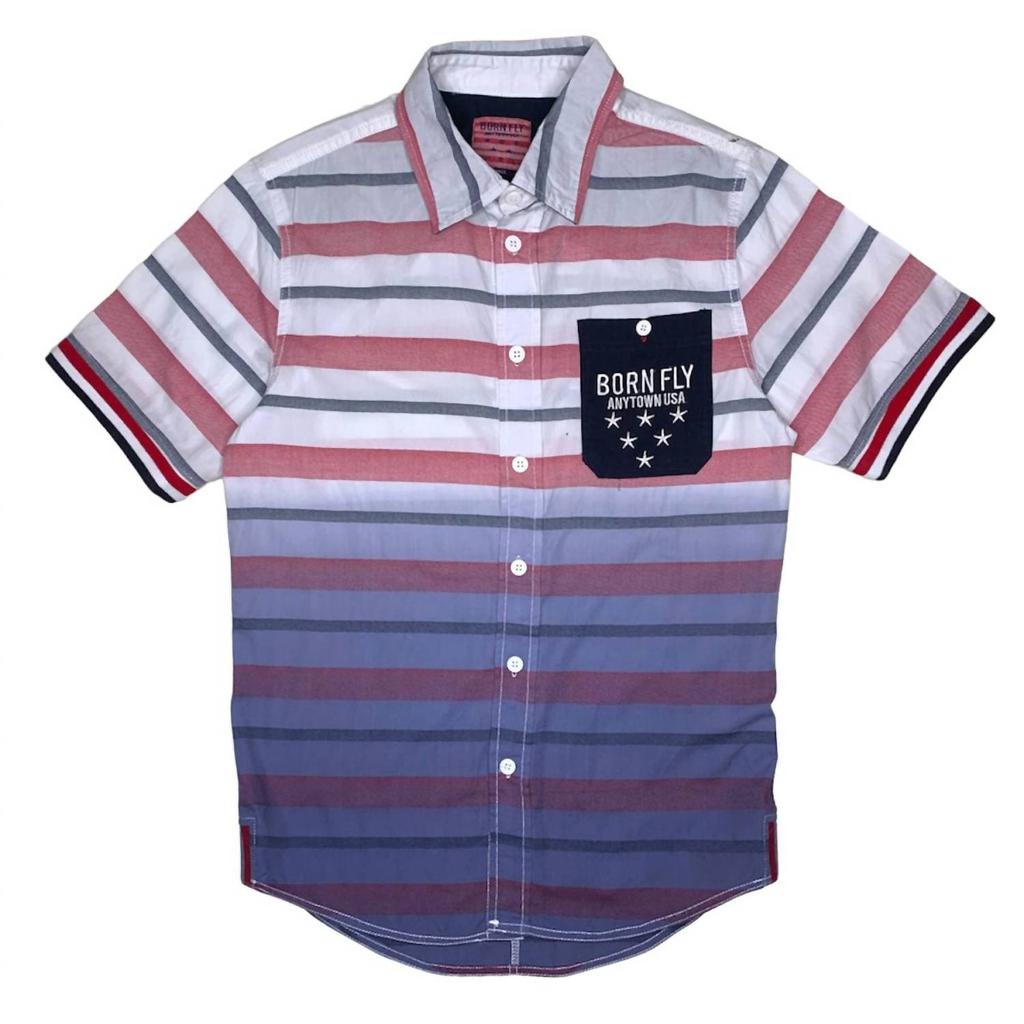 Born Fly Men's Anytown Usa Button-Up In Blue/red/white