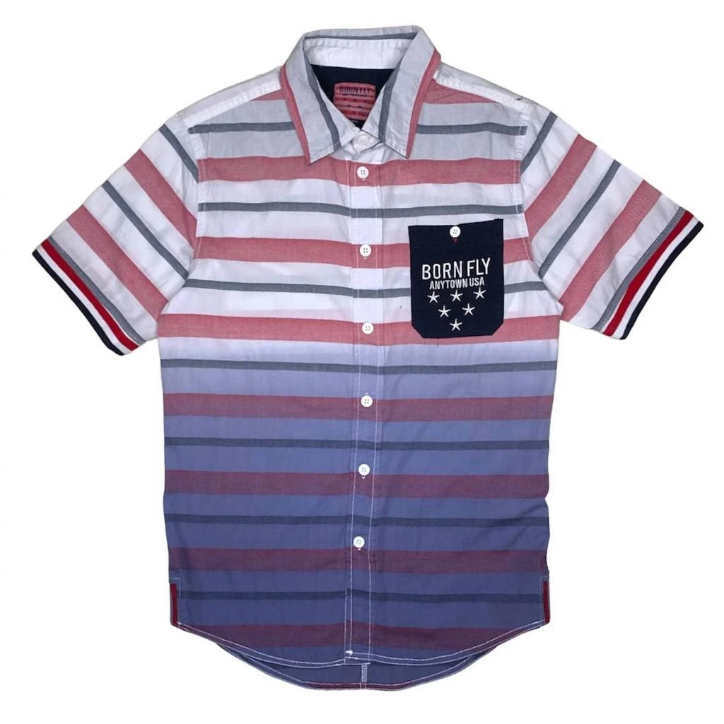 Born Fly Men's Anytown Usa Button-Up In Blue/red/white 1