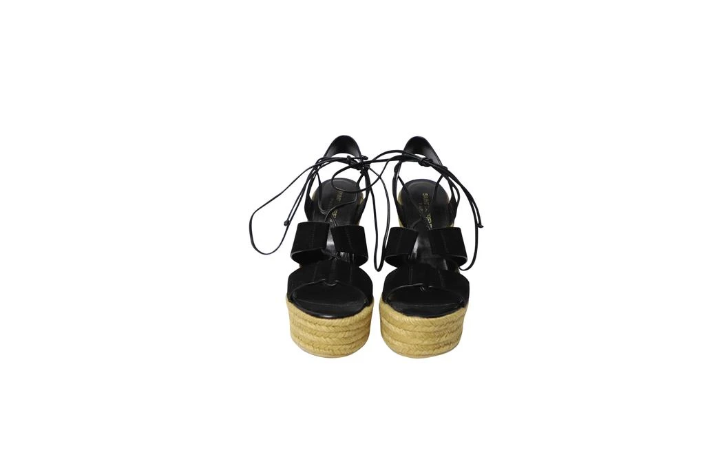 Yves Saint Laurent Espadrille Platform Wedges in Black Suede 2