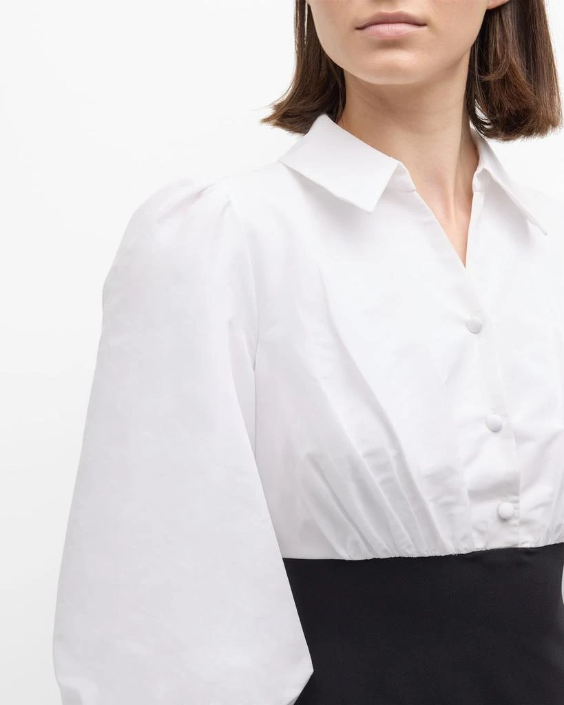 Badgley Mischka Blouson-Sleeve Shirt Gown 5
