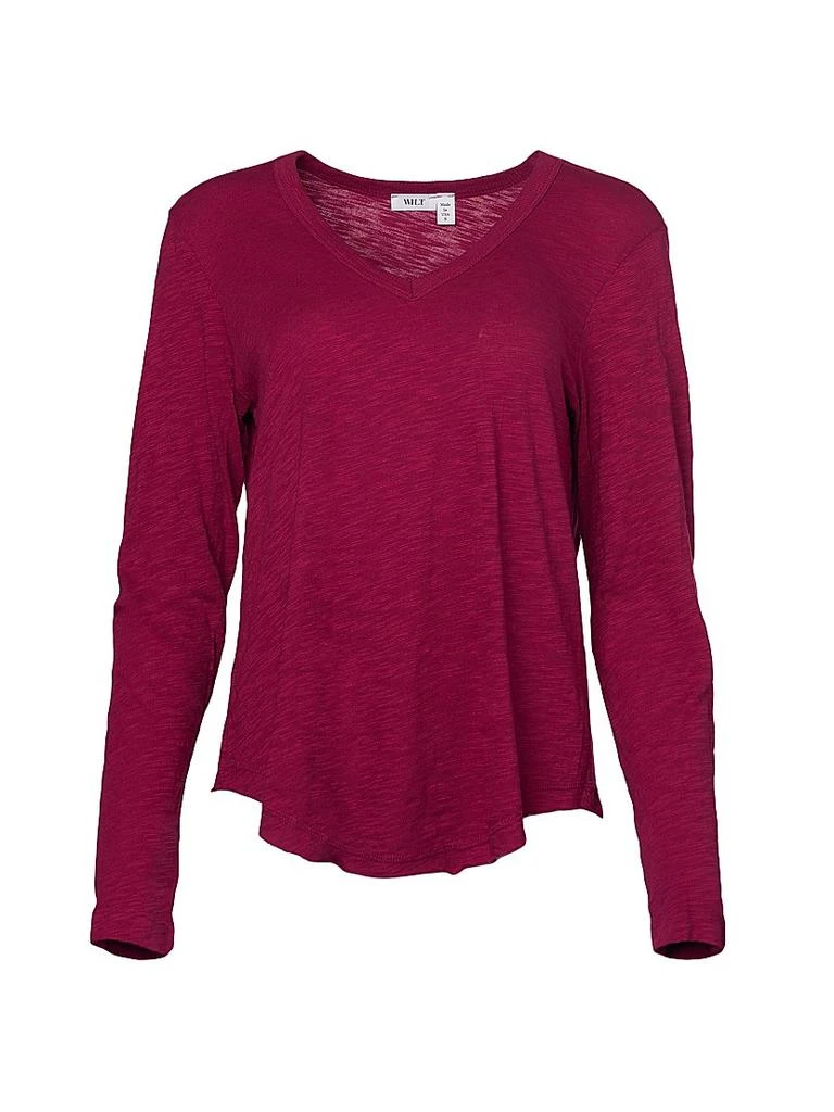 Wilt Long Sleeve V-Neck Raw Hem Shirttail 1