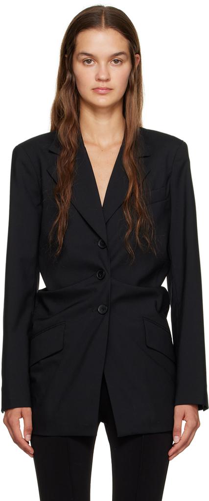 Puppets and Puppets Black Gathered Blazer