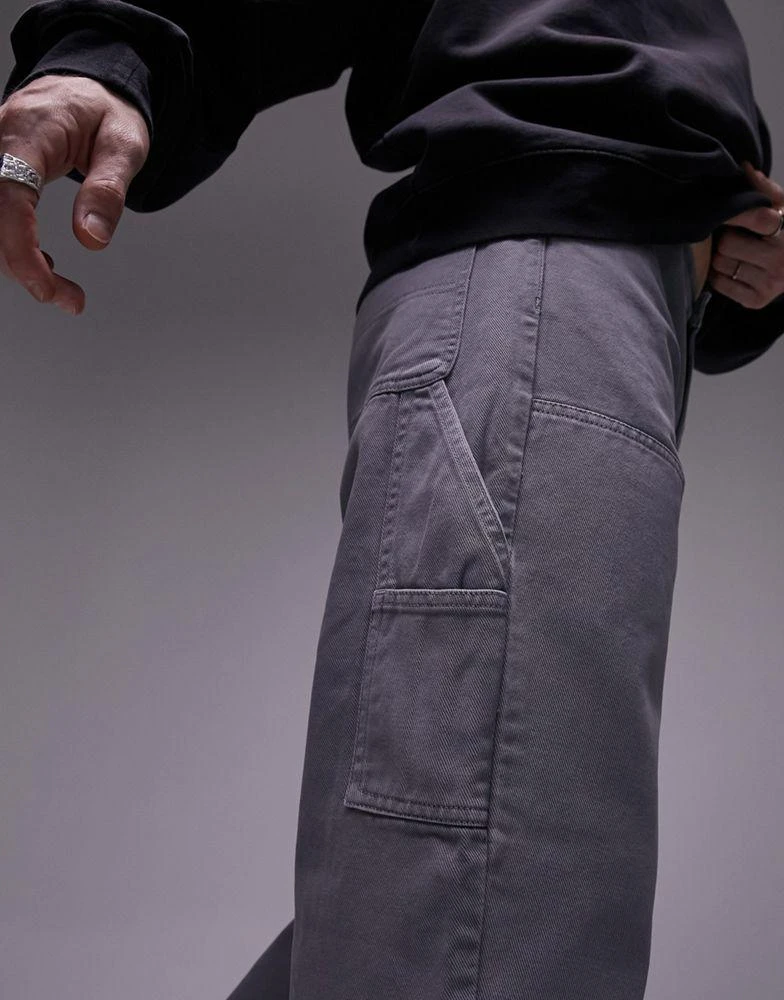 Topman Topman loose carpenter trousers in grey 4