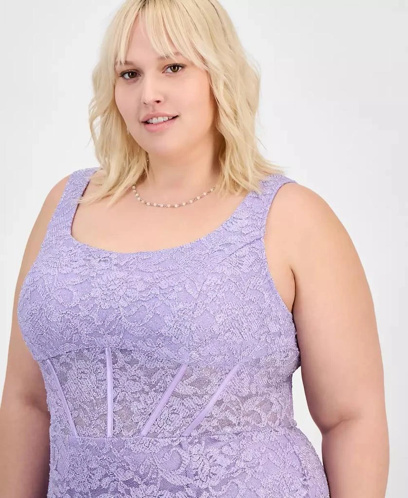 City Studios Trendy Plus Size Glitter Lace Gown 5