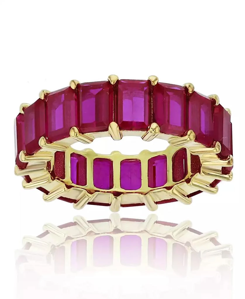 Macy's Red Cubic Zirconia Eternity Band in 14k Yellow Gold Plated Plated Sterling Silver 1