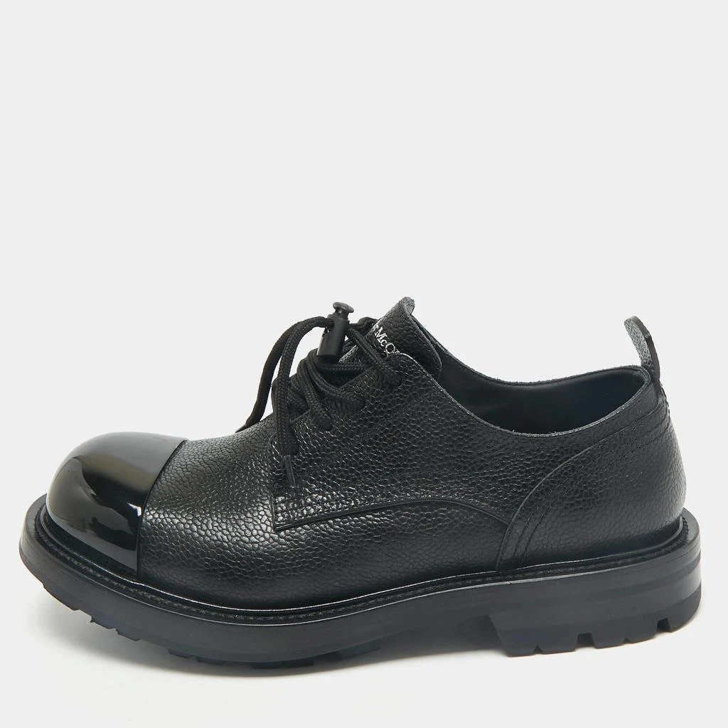 Alexander McQueen Black Leather Metal Cap Toe Derby Size 40  On Sale Now  with Up to 50% Off | Discover Exclusive Deals & Savings at BeyondStyle   Authentic Alexander McQueen Men|Men's