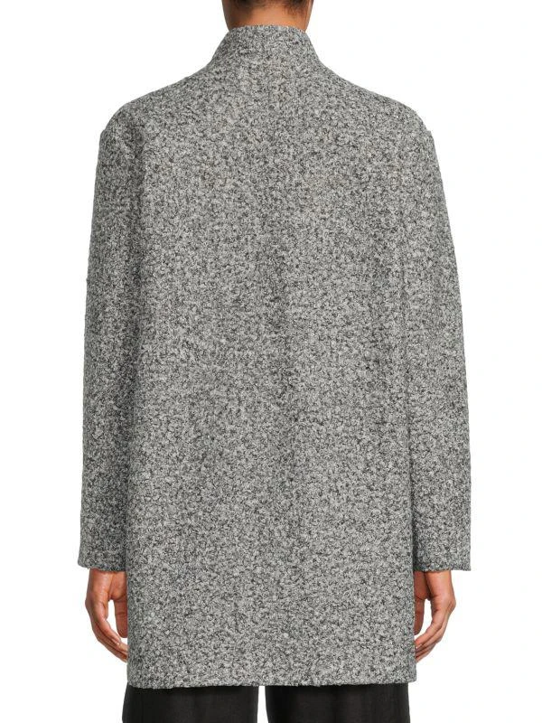 HALSTON Textured Collarless Coat 2