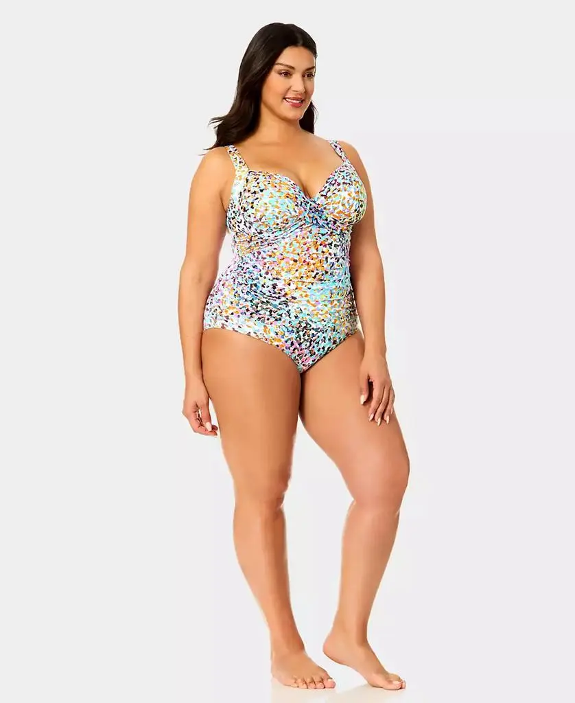 Anne Cole Plus Size Drape Front Underwire One-Piece Swimsuit 3