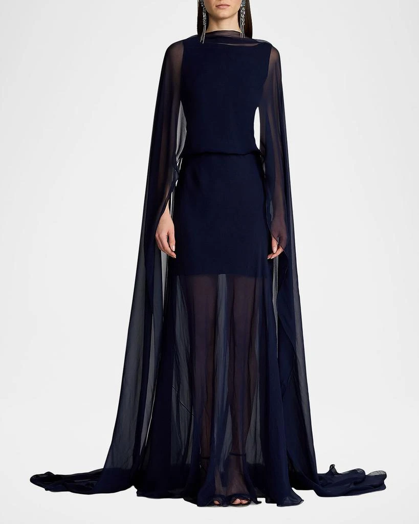Ralph Lauren Dylon Washed Chiffon Scarf Evening Dress 2