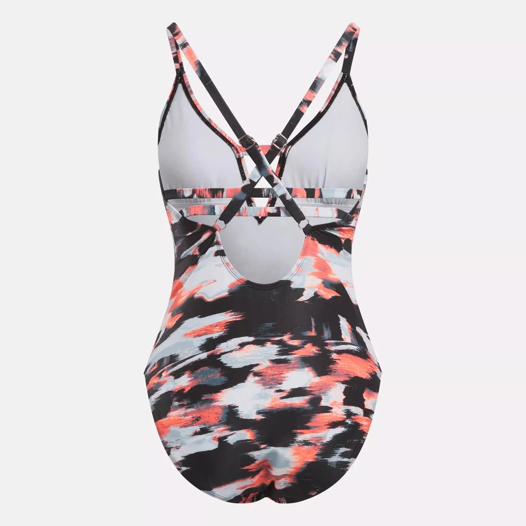 Reebok Women's Elite Camo Plunging One-Piece Swimsuit with Strappy Details 5