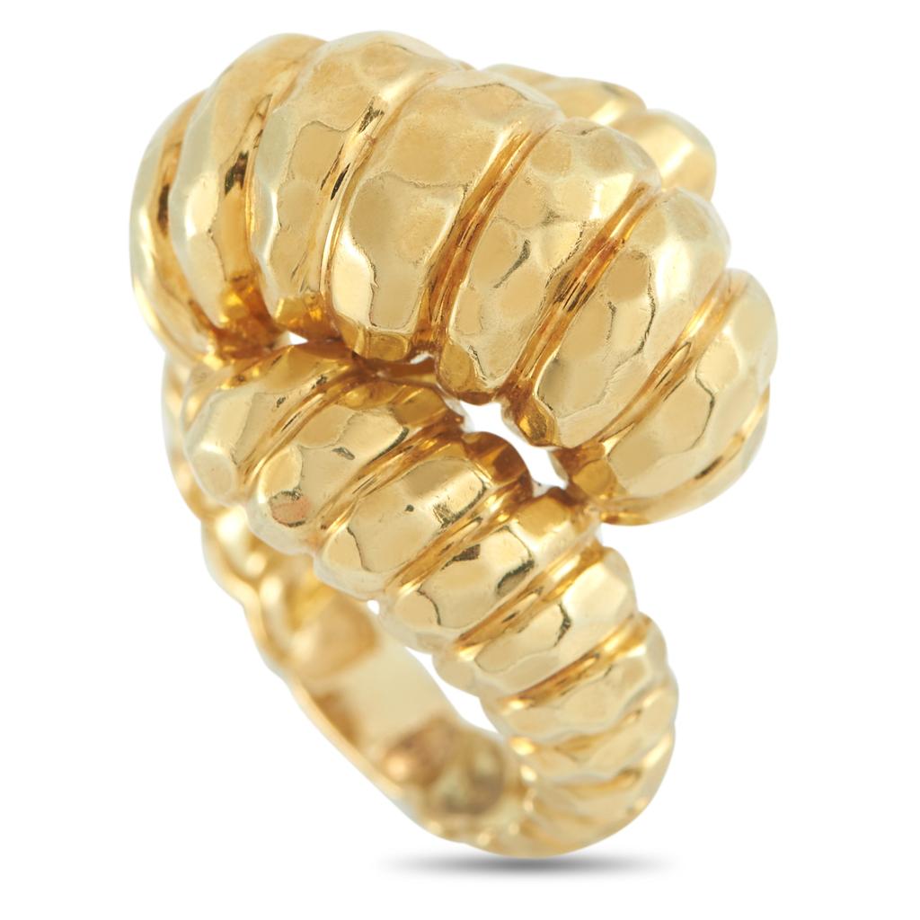 Henry Dunay 18K Yellow Gold Hammered Bypass Ring HD25-112125