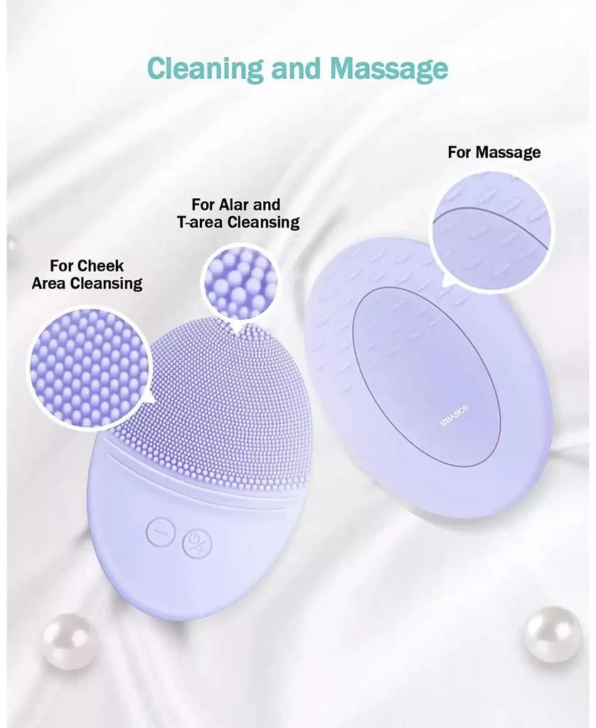 HEATDAZ Rechargeable Facial Cleansing Brush, Soft Silicone Waterproof Sonic Vibrating Face Cleaning Brush Compatible with Face Cleansers, 5 Speeds, Violet 8