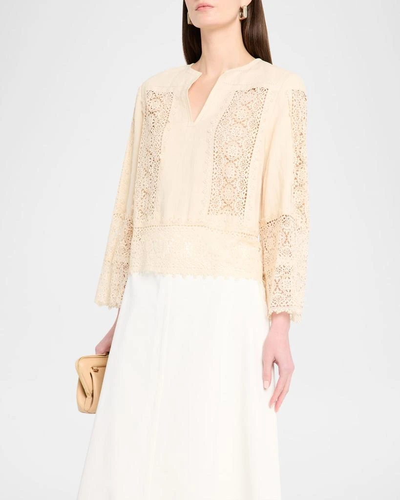 BY MALENE BIRGER Donna Lace Inset Linen-Cotton Blouse 4