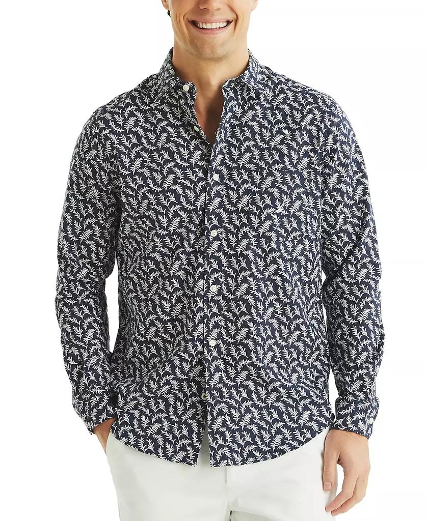 Nautica Men's Long Sleeve Button-Front Leaf Print Shirt