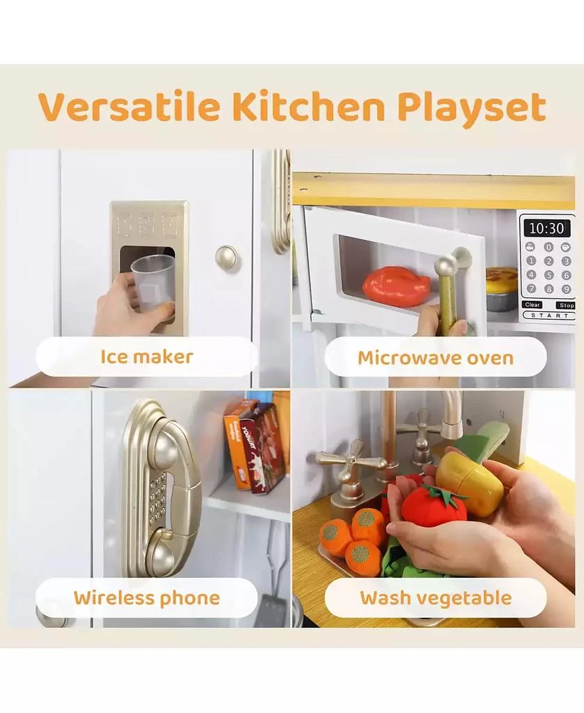 Kinder King Pretend Play Kitchen Wooden Toy Set for Kids w/Lights 
Sounds, Utensils, Oven, Microwave 6