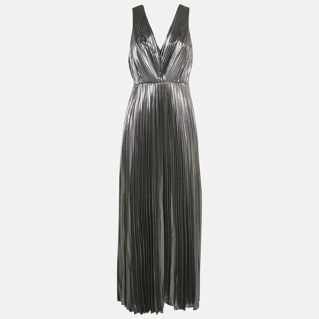 Aidan Mattox Aidan Mattox Silver Plisse Sleeveless Maxi Dress M