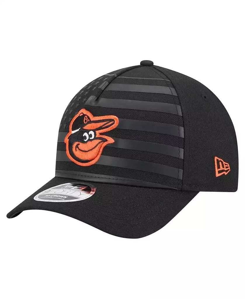 New Era Men's Black Baltimore Orioles American Flag 9FORTY M-Crown A-Frame Adjustable Hat 1