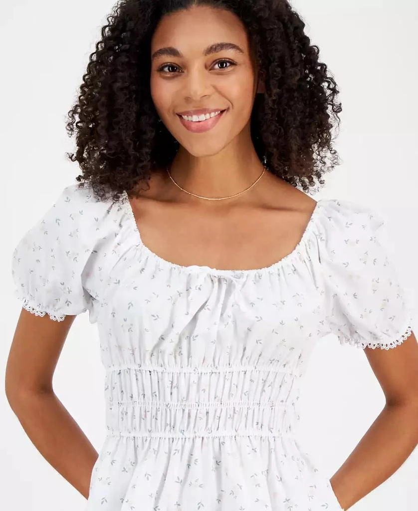 Celebrity Pink Juniors' Ruched Floral Puff-Sleeve Top 3