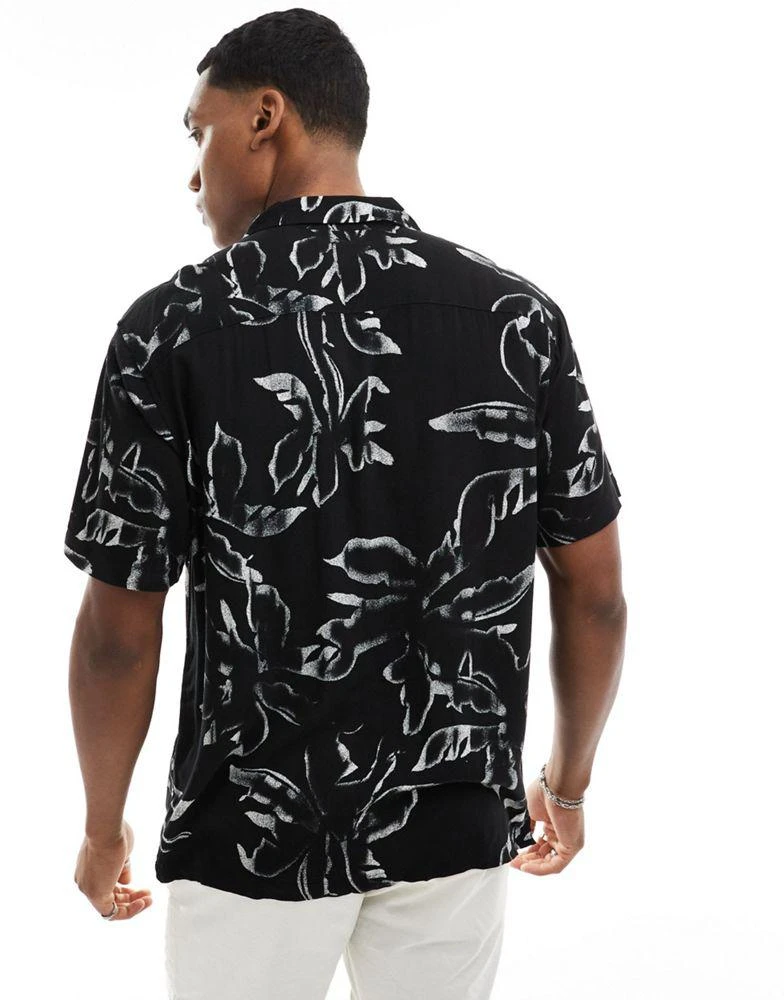 Jack & Jones Jack & Jones revere collar shirt in black floral 2