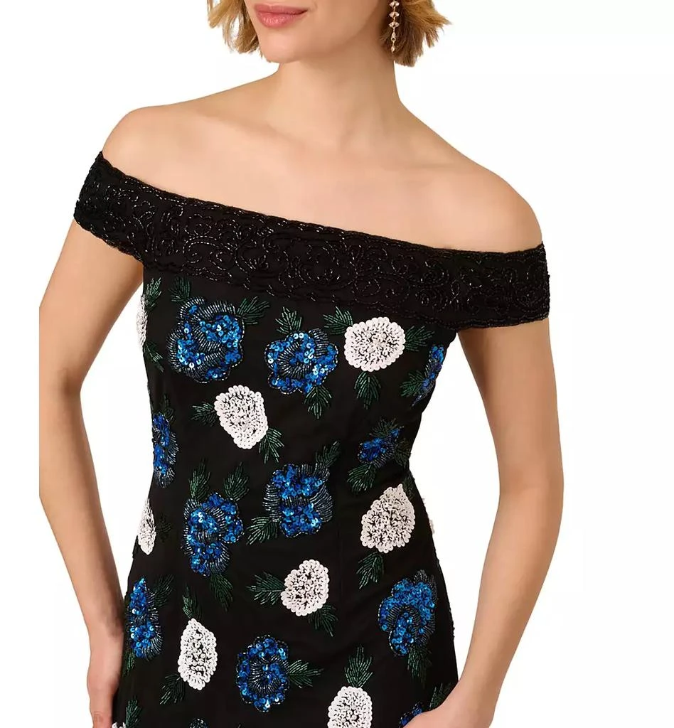adrianna papell off-the-shoulder beaded sheath dress Laundry By Shelli Segal Black Beaded Dress 6