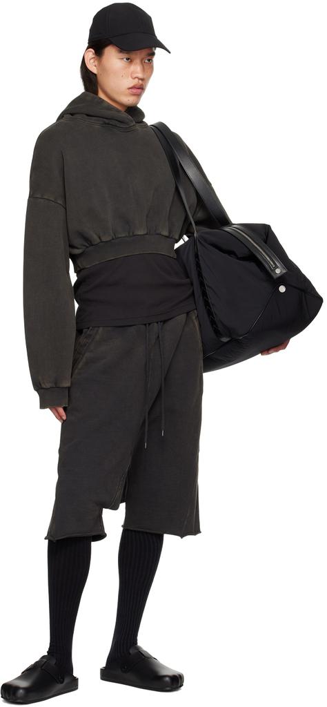 Black Cropped Heavy Hoodie by Entire Studios on Sale