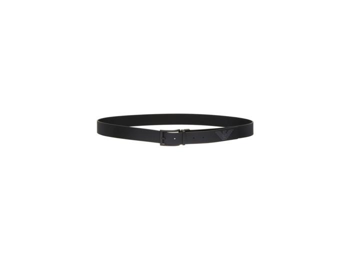 Emporio Armani Ceinture Homme-Logo Noir/Gris