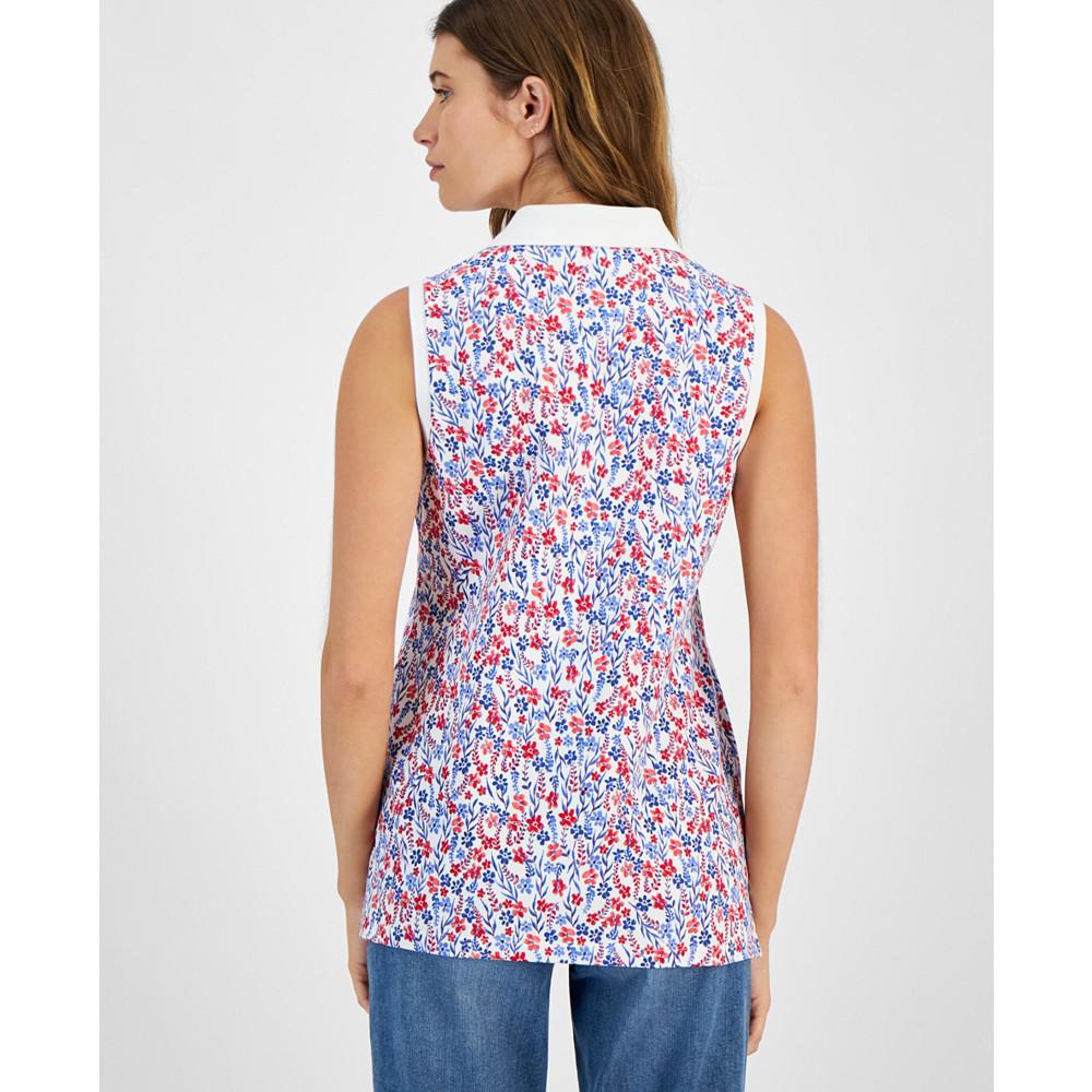 Tommy Hilfiger Women's Floral Print Sleeveless Polo Shirt