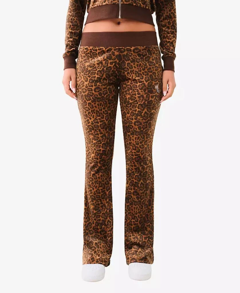 True Religion Women's Leopard Velour Bootcut Pants 1