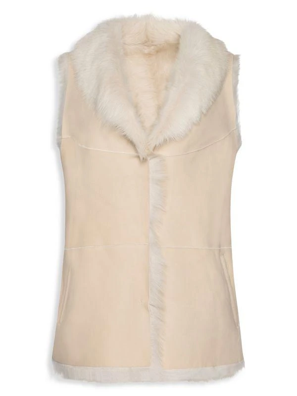 WOLFIE FURS Suede Shearling Vest 1
