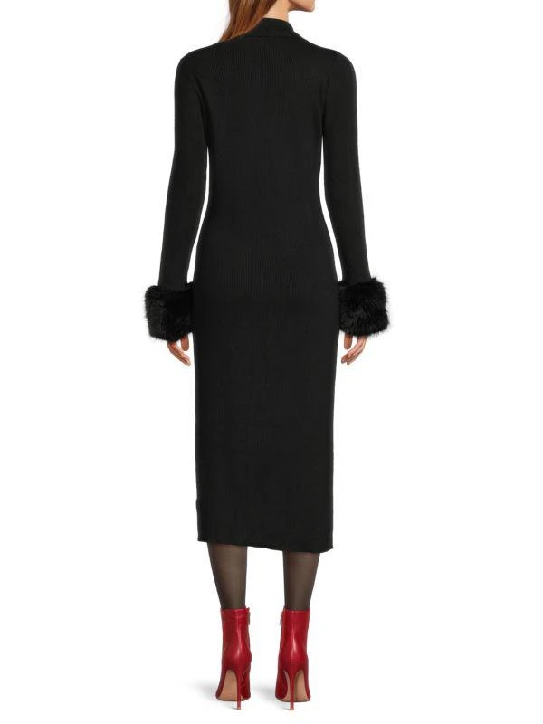 Saks Fifth Avenue Faux Fur Cuff Maxi Sweater Dress 2