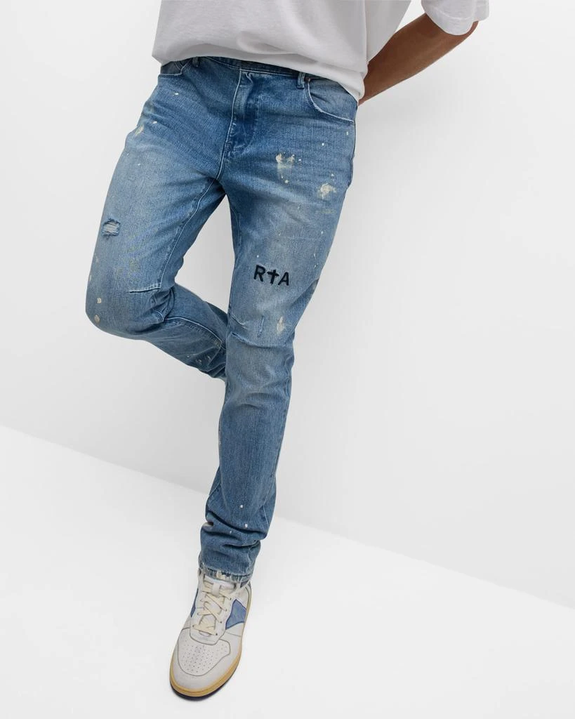 RTA Men's Clayton Distressed Paint-Splatter Jeans 5