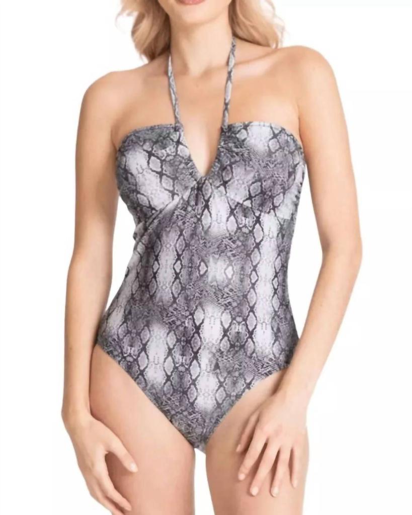 Rachel Roy Ruched Halter One Piece Swimsuit