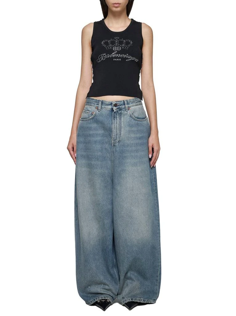 Balenciaga Balenciaga Logo  Rhinestone Embellished Tank Top 3