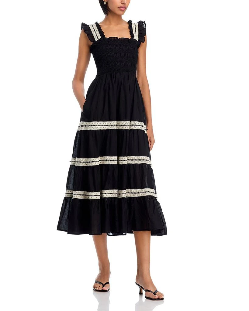 AQUA Smocked Lace Inset Midi Dress - Exclusive 2