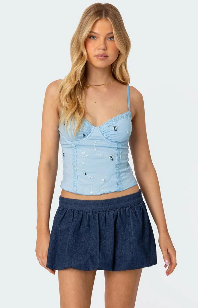 Edikted Victoria Embroidered Mesh Bra Top 1