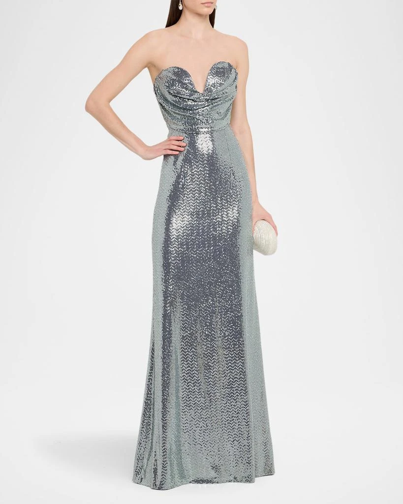HALSTON Juliette Strapless Disco Jersey Gown 4