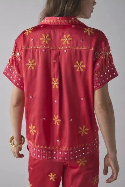 BDG BDG Nash Satin Mirror Sequin Souvenir Short Sleeve Button-Down Shirt 3