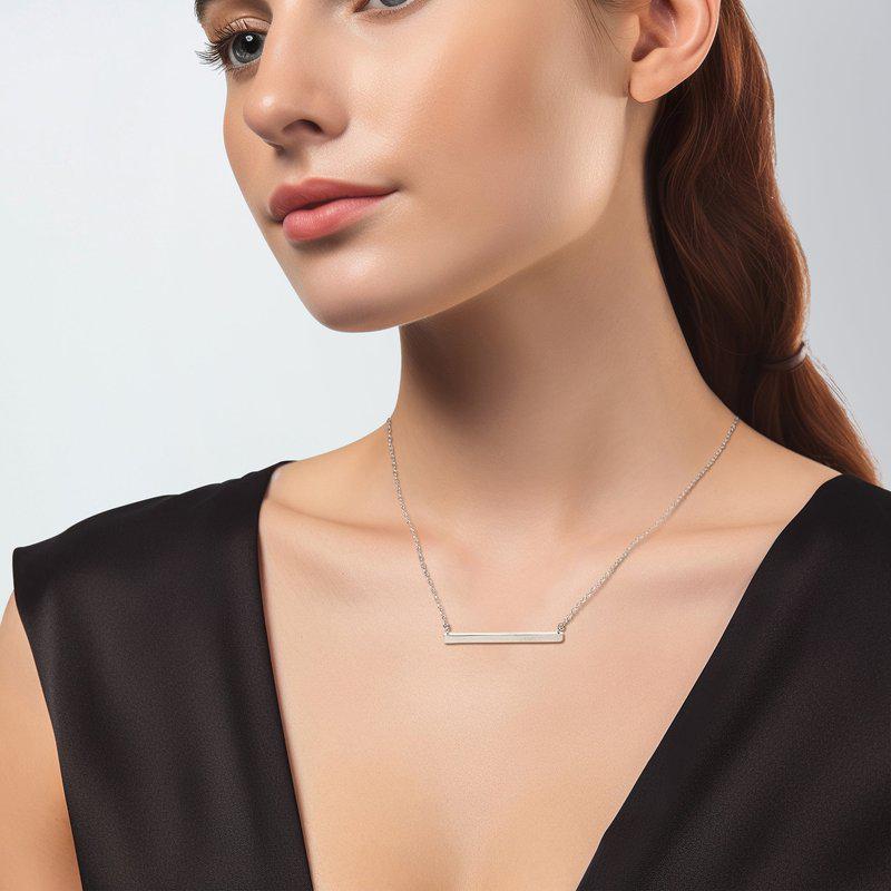 Rivka Friedman Rhodium Polished Bar Station Necklace