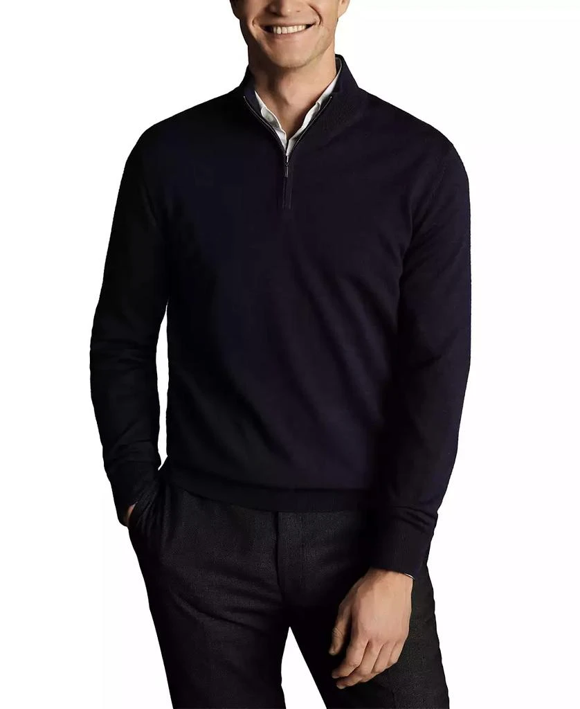 Charles Tyrwhitt Men's Long Sleeve Quarter-Zip Merino Wool Sweater 1