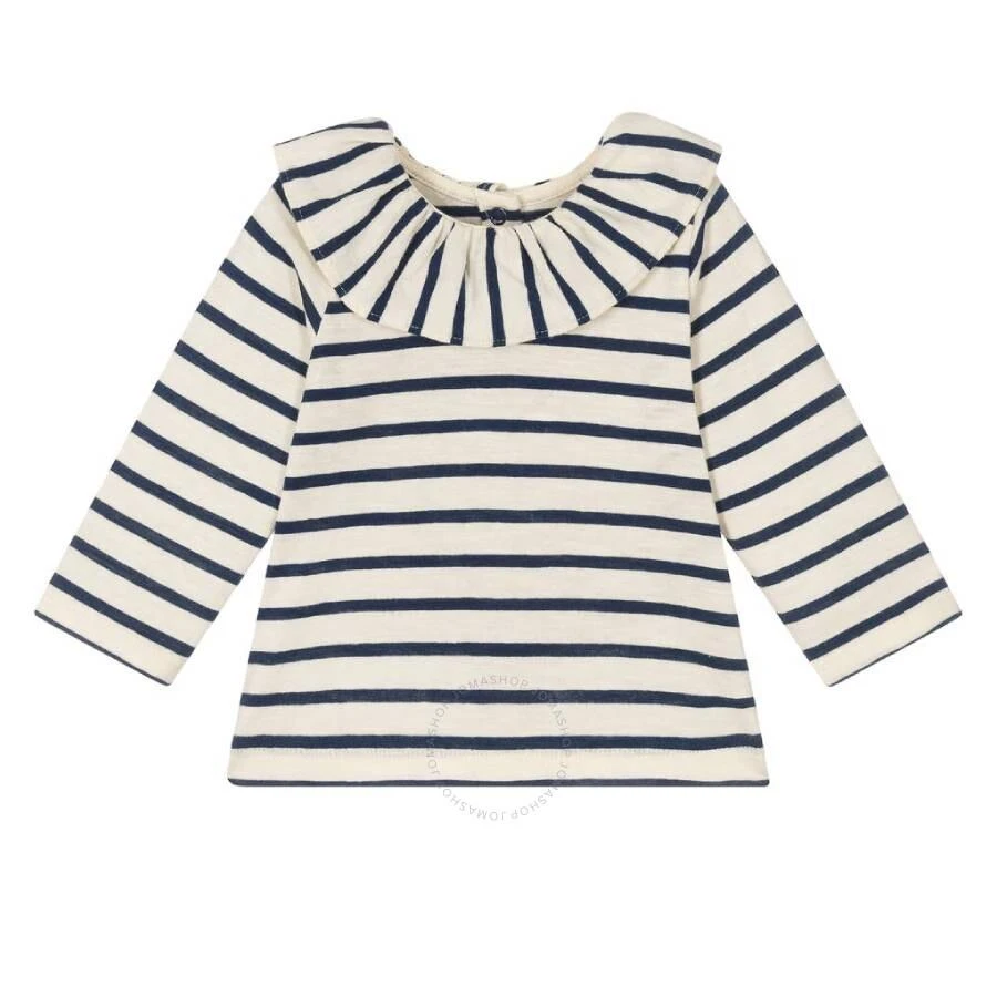 PETIT BATEAU Girls Breton Stripe Jersey Long-Sleeve Blouse 1
