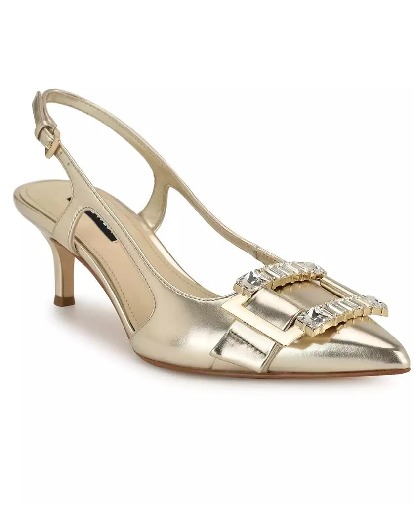 slim fit dress slacks Nine West Women's Hinko Peep Toe Platform Pumps Patent (Size 8.5) , Medium Width