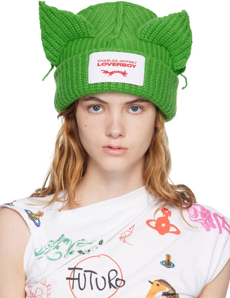 Charles Jeffrey Loverboy Navy & Beige Knit Patch Trapper Hat Charles Jeffrey LOVERBOY Navy & Beige Knit Patch Trapper Hat  main image 3