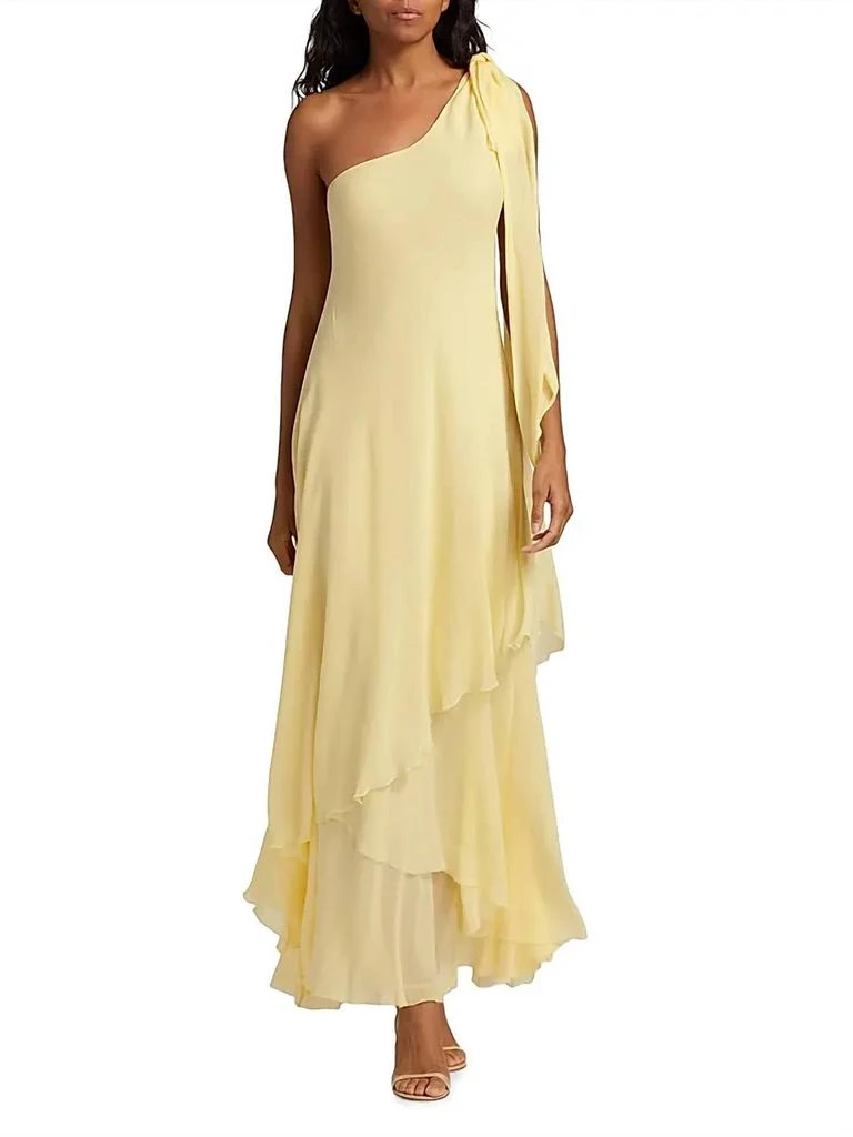 LoveShackFancy Women's Alliara Asymmetric Draped Maxi Dress - Citron - Size 12 LoveShackFancy Women's Alliara Asymmetric Draped Maxi Dress - Citron - Size 12