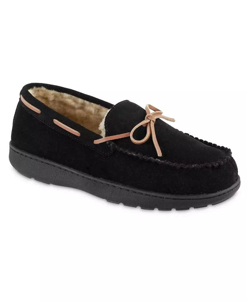 Isotoner Signature Men's Genuine Suede Moccasin Comfort Slipper with Berber lining 1