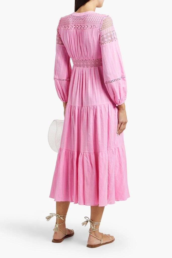 Diane von Furstenberg Gigi crocheted lace-trimmed cotton-jacquard midi dress 3