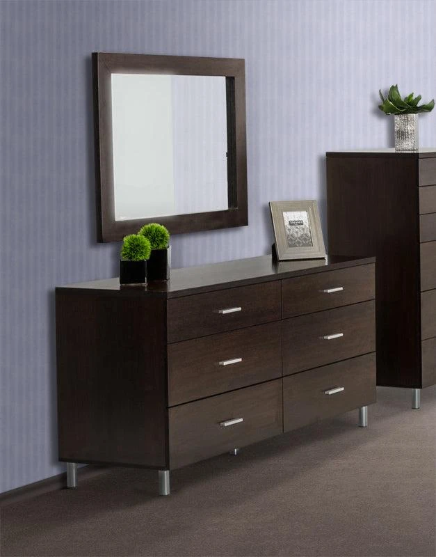 Hivvago 39" Ebony Square Wood Framed Dresser Mirror 3