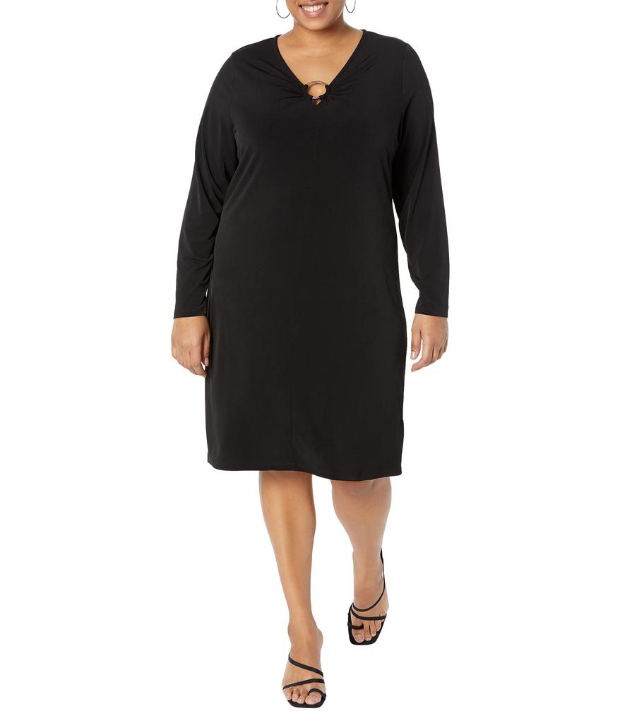 MICHAEL Michael Kors Plus Size Center Front Ring Cutout Long Sleeve Dress